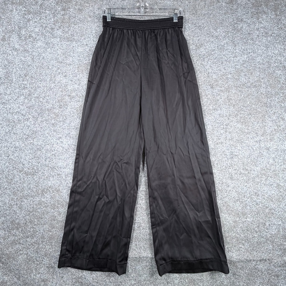 Maison d'Amelie Pants Womens XS Black High Rise Elastic Waist Casual Wide Leg